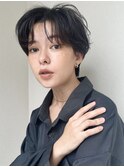 ハンサムショートパーマニュアンスパーマ黒髪耳かけ10代20代