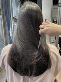 暗めカラーグレージュ 髪質改善 縮毛矯正 ストレート