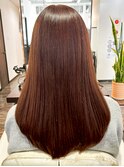 ロング 髪質改善 ストレート 艶髪 チョコレートブラウン