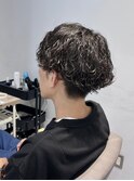 ブルーブラックフェザーパーマサーフカールセンターパート