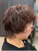大人可愛い30代40代50代 ショートレイヤー パープルアッシュ