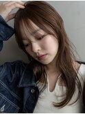 【セミロング】ミディアムレイヤー×ブラウンカラー