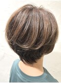 髪質改善　ひし形ショート　ハイライト