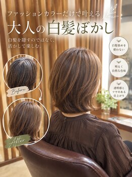 アリレイナ 衣笠店(ARIREINA)の写真/白髪はもう隠さない!カラーをしてもすぐに目立ってくる白髪。今、サロンで広がり始めている『脱白髪染め』