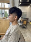 MEN’S HAIR マッシュパーマアッシュブラックショート