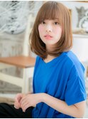 レイヤーミディアム斜めバングパールベージュh3越谷20代30代40代