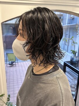 ラレイ ハラジュク(Lalei harajuku) 【白石】韓国風毛先くしゃっとニュアンスパーマ/ウルフボブ