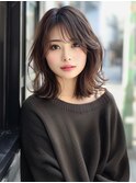 ☆オリーブグレーココアベージュ小顔クラゲヘアー/黒髪/髪質改善