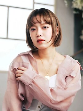 ヒマル 学芸大学(Himaru) 切りっぱなしボブ/ダークアッシュ/小顔/ワンレン/髪質改善/前髪