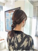 ヘアセット/編みおろし/金箔/結婚式/２次会/ローポニー