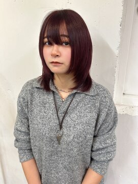 アイリー 名古屋(A/LEE) ウルフカット×レッドカラー