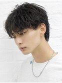 ソフトツイストパーマメンズマッシュショートコンマバング