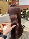 ピンクブラウンカラーレイヤーカットケアブリーチ韓国ヘア岡山