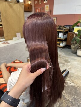 チャプター 問屋町(chapter) ピンクブラウンカラーレイヤーカットケアブリーチ韓国ヘア岡山