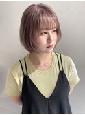 レイヤーボブ×ラベンダーグレージュ　ブリーチあり