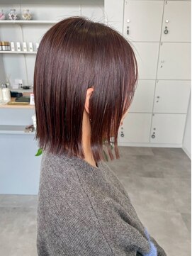 フープヘアールコレ(HOOP.HAIR Lukore) ぱっつんボブ/ピンクベージュ／艶髪