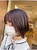 ラベンダーカラー/ショート/小顔矯正立体カット