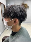 無造作パーマ波巻きパーマ波巻きスパイラルパーマツーブロック