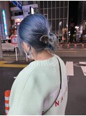 ブルーヘアー、水色ヘアー、ハイトーンカラー
