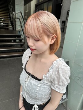 ロンド レア 天神大名店(Lond Le’a) ダブルカラーホワイトミルクティベージュ透明感カラー韓国ボブ