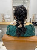 結婚式ヘアセットデートヘアヘアアレンジライブヘアツインポニー