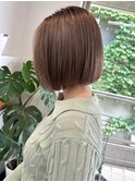 ブリーチなしダブルカラーピンクベージュミディアムボブ20代30代