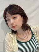 切りっぱなしボブエアリーロング美髪ピンクブラウン