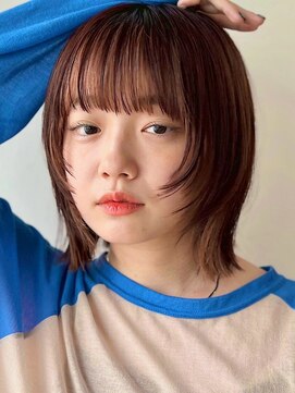 ガーデン 銀座(GARDEN) 顔まわりレイヤー/くびれヘア/アプリコットオレンジ夏/20代/30代
