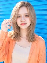 ユートラクト 守口竜田通り店(U-tract)&nbsp;透明感ヘーゼルベージュ/ミディアムレイヤー/くびれヘア