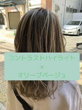 コワファーストナガサキシャンプーボーイ(COIFF1RST NAGASAKI SHAMPOO BOY) コントラストハイライト×オリーブベージュ