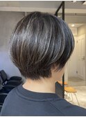 レディースショートハイライトミルクティーベージュ
