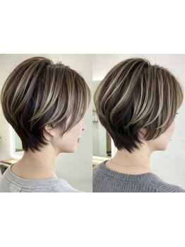 骨格と髪質に合った家でも再現性のあるショートカット [表参道駅/脱白髪染め/ハイライト/白髪ぼかし]