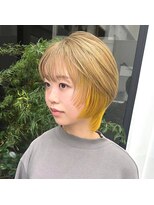 ワク 藤沢店(waku) インナーカラー イエロー ブリーチ