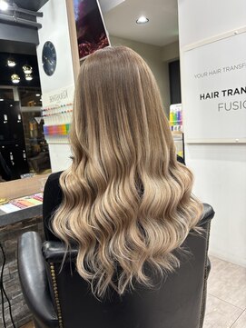 ラピス 横浜(Lapis) Hミルクティーベージュシールエクステハイライトブリーチカラー