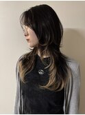 レイヤーカットハッシュカット裾カラーグラデーションカラー