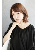 ミディアム_透け感バングのエギョモリスタイル