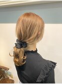 【大宮0345】ミルクティーベージュ×ゆるふわポニー