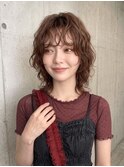 秋カラーミディアムウルフ/くせ毛風ウェーブパーマ小顔p北浦和!