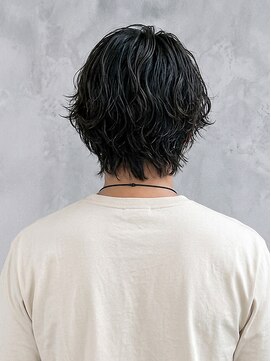 トニーアンドガイ メン 与野駅前店(TONI&GUY MEN) ナチュラルかき上げ波打ちパーマニュアンスウルフヘアp1与野
