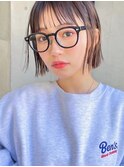 切りっぱなしボブ × ラベンダーグレージュ