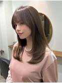 ロングレイヤー/ベージュ/ツヤ髪/オージュア