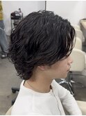 ニュアンスサーフカールフェザーパーマバズカットマレットヘア