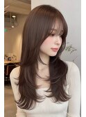 バタフライカットハッシュカットマレットヘアチェリーレッド