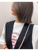 切りっぱなし ボブ 抜け感 イヤリングカラー 透明感 三ノ宮
