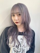 デート 下北沢(DATE)&nbsp;韓国風レイヤーカットウルフカット前髪カットグレージュパープル