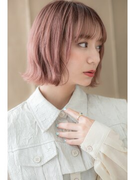 カバーヘアアンドスパ ブリス 浦和(COVER HAIR&SPA bliss) ベビーピンクハイライトくせ毛風外ハネボブ313Y浦和20代30代40代