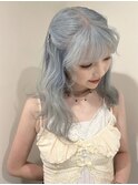イメチェン/ホワイトブロンド/外ハネボブ/美髪/梅田