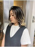 前髪　マルチボブ　ピンクベージュ　インナーグレージュ　ウルフ