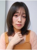 レイヤー ミディアムレイヤー 顔まわり ミディアムヘア 前髪