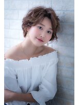 ヘアーアートシフォン 川口東口店(hair art chiffon) インナーハイライト&オレンジのハンサムなウェーブショート